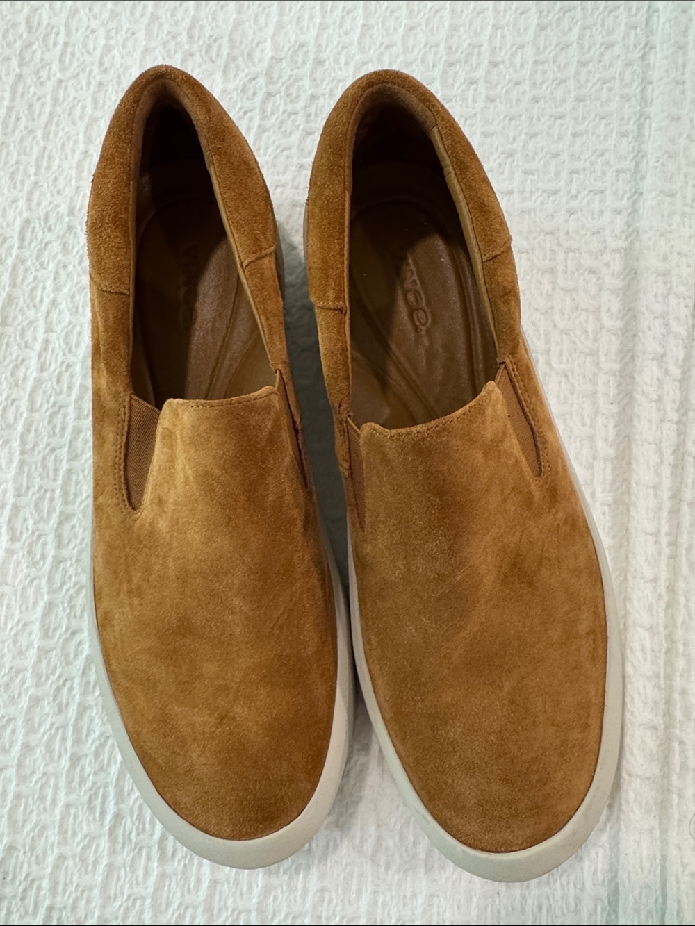 Vince Women’s Suede Slip-On Sneakers in Cognac Brown